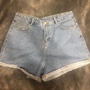 High waisted mom jean shorts